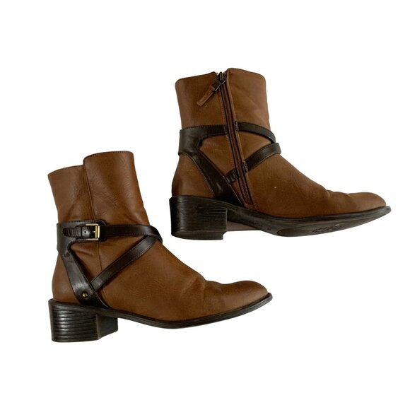 Chaps Ralph Lauren Womens Size 8.5 B Mid Ankle Bootie Boots Side Zip Brown - Picture 7 of 7